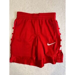 Nike Elite Dri Fit Basketball University Shorts Boys Small Red Standard Fit Logo